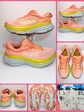 HOKA BONDI 8  Peach Women's Athletic Shoes
